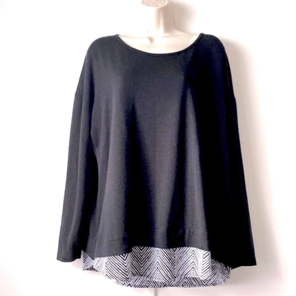 Christopher& Banks split back Layered Sweater Top Size XL